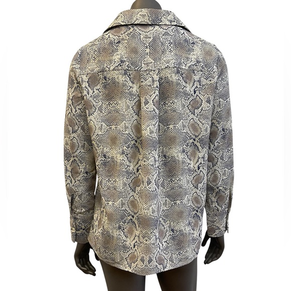 Mango Button Up Shirt Women’s 6 Snakeskin MNG Collared Long Sleeve - Picture 2 of 8